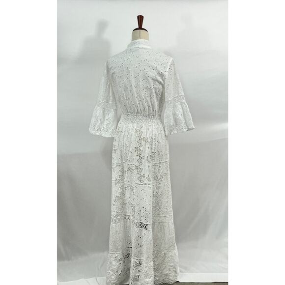 TEMPTATION POSITANO Sz L Large Pompei White Lace Maxi Dress - Picture 5 of 10